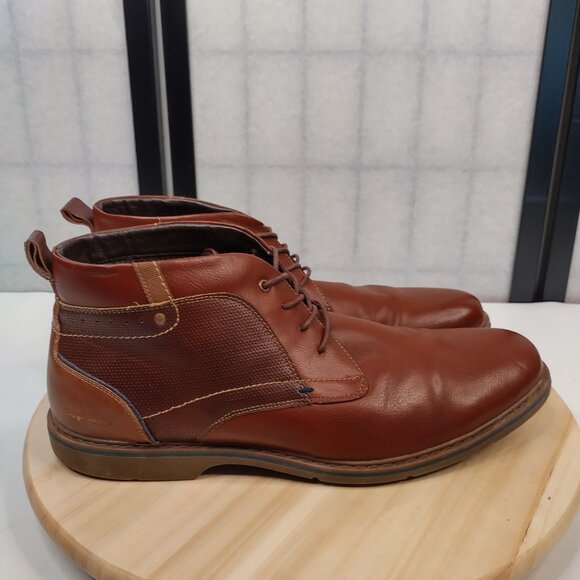 Nunn Bush Newhall Faux Leather Comfort Cognac Brown Chukka Boots Men US 12M - Picture 1 of 16